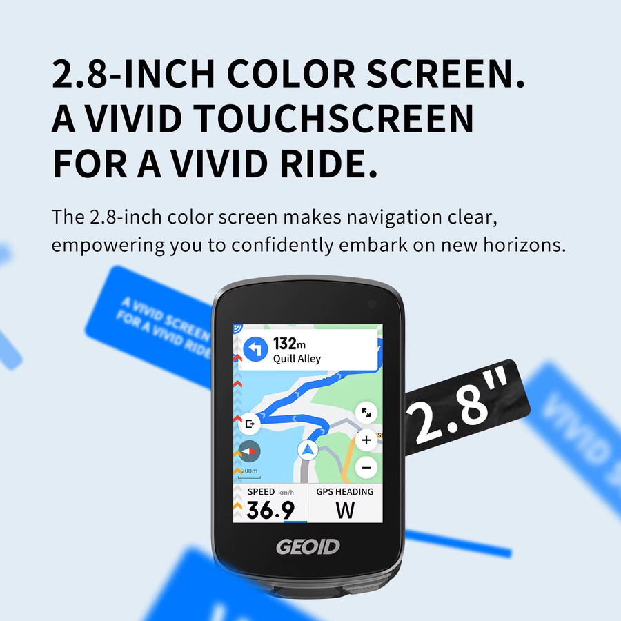 GEOID CC700 Pro Kabelloser Fahrradcomputer mit Touchscreen, ANT+ und Wi-Fi, IPX7 Wasserdichter Fahrradtacho in Schwarz - Bild 2