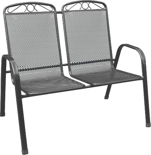 SOLAX-SUNSHINE VENEDIG Stapelbare 2-Sitzer Gartenbank aus Metall in Schwarz, B/T/H: 110 x 73 x 96 cm - Bild 1