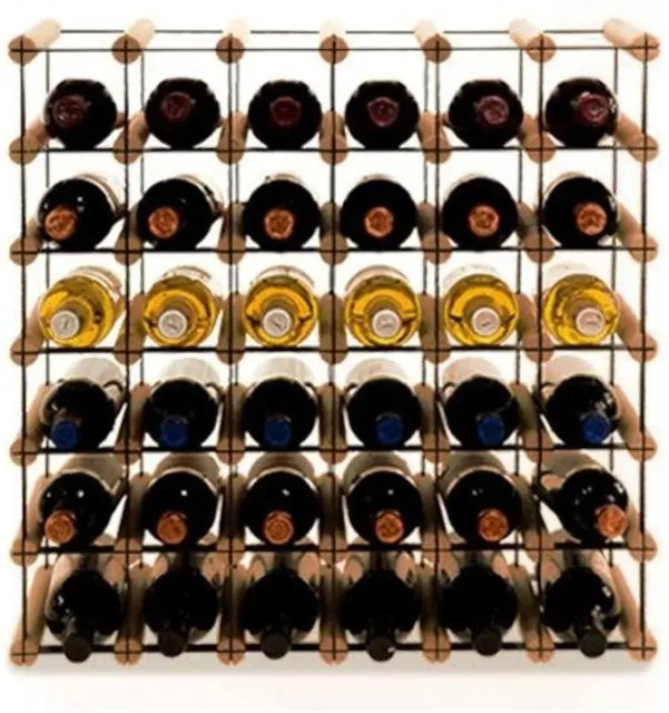 PROREGAL Modulares Weinregal Vinotega Mod Metal aus massivem Kiefernholz, Braun geölt, H x B x T: 52,5 x 62,5 x 24,5 cm - Bild 1