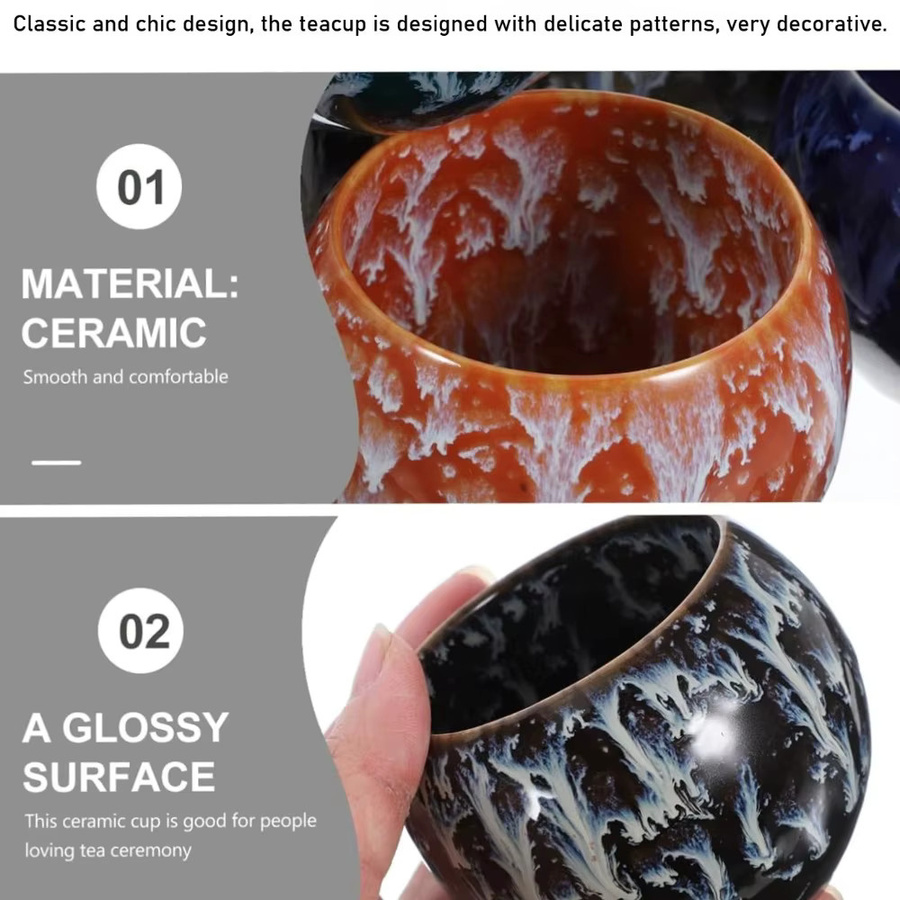 FEB.WIND Keramik-Teetasse im traditionellen chinesischen Design, Mehrfarbig - Bild 3