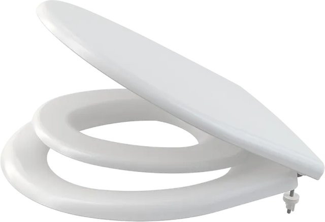 Alcadrain A603 WC-Sitz Universal mit Kindersitz aus Duroplast in Weiß, oval, mit Click-System, B: 46,2 cm, T: 37,5 cm, H: 5,7 cm - Bild 1