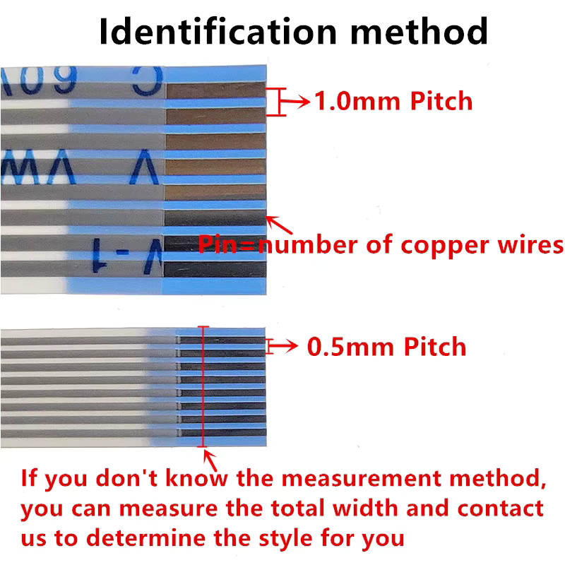 10er Set FPC FFC Flachbandkabel mit 0,5 mm Pitch in verschiedenen Pin-Anzahlen und Längen von 5 cm bis 20 cm - Bild 3