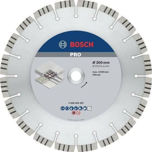 Bosch PRO Concrete Diamanttrennscheibe Silber Durchmesser: 300 mm, Bohrung: 25,4 mm, Dicke: 2,8 mm - Bild 1
