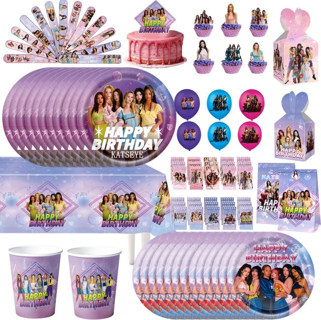 Potdemiel Kpop Katseye Geburtstagsdekoration Set in Multicolour mit Tischdecke, Bechern, Tellern, Servietten, Tüten und Aufklebern - Bild 1
