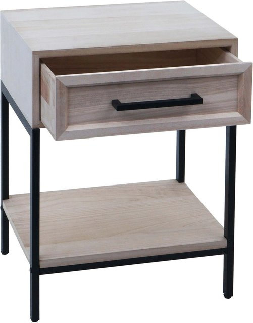 MCW Nachttisch N91 Kommode im Shabby-Look aus Paulownia Holz, Farbe Natur, B/T/H: 59 x 43 x 36 cm - Bild 2