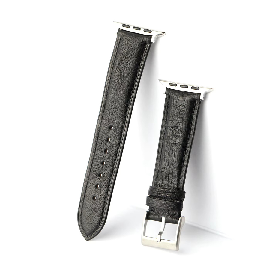 Raystray Uhrenarmband Straußenleder, Schwarz, Herren - Bild 4