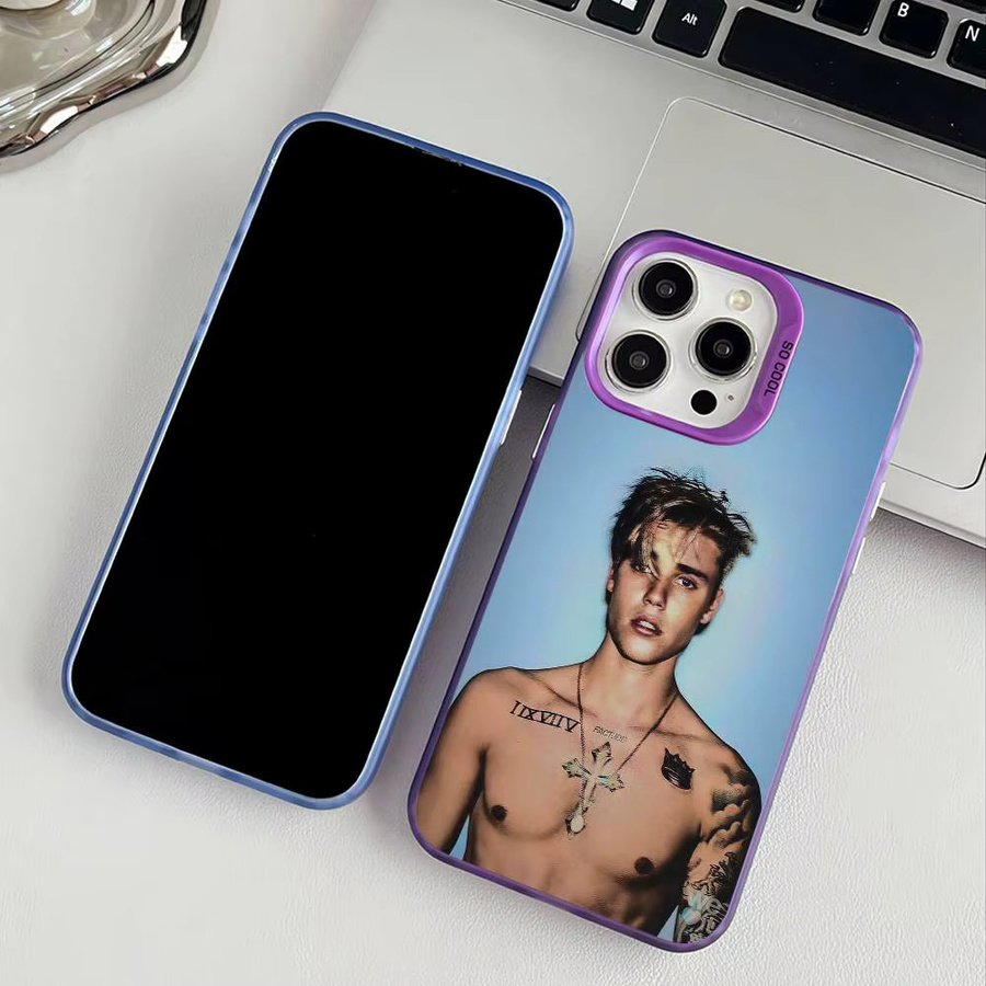 Modische J-Justin Bieber Handyhülle für Apple iPhone 11 12 13 14 15 16 Pro Max Plus mit Protect Plating Design - Bild 2