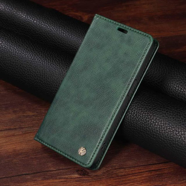 Lederhülle für Motorola Moto G56 G86 G57 G15 G35 G55 G75 G85 G14 G24 G34 G54 G84 G67 Power 5G mit magnetischem Flip-Portemonnaie-Kartenhalter in Grün - Bild 1