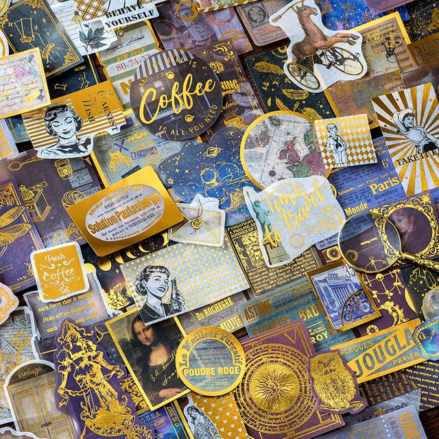 60 Stück Renaissance-Serie Aufkleber in Multicolour für Scrapbooking und Junk Journal DIY Deko-Material - Bild 1