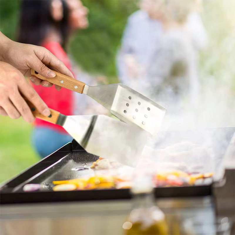 LMETJMA Grillspatel aus Edelstahl in Silber für professionelles Kochen und Outdoor-Grillen - Bild 2