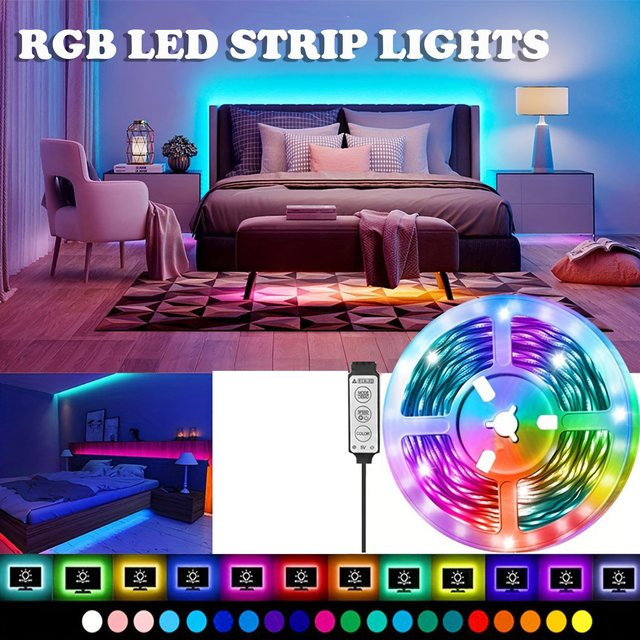 Acosh Neon RGB LED-Streifen SMD 5050 mit USB 5V und Fernbedienung, Multicolour selbstklebendes Licht für TV-Hintergrundbeleuchtung und Schlafzimmerdekoration - Bild 1