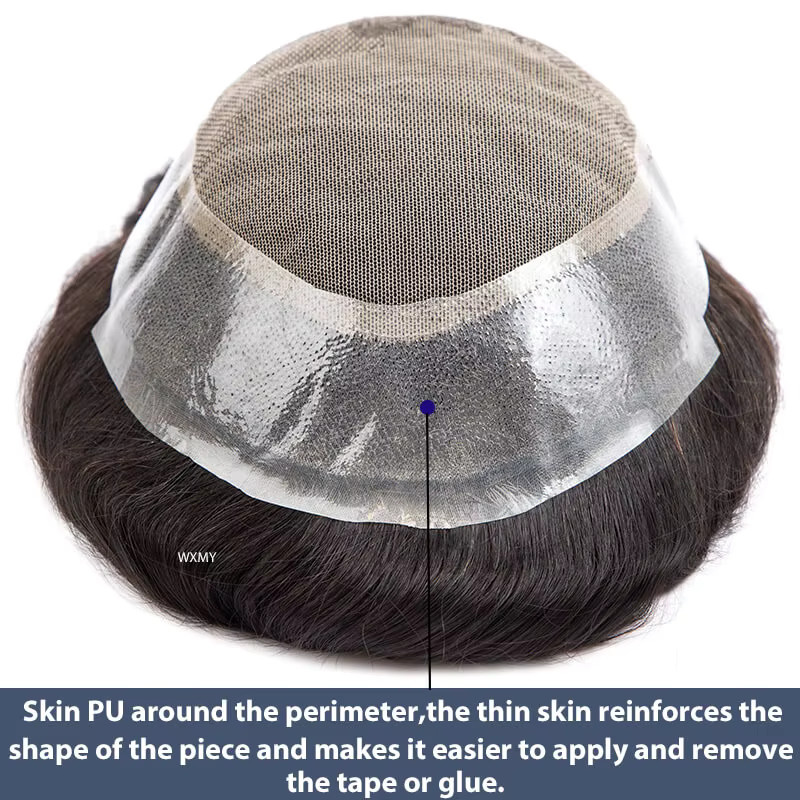 WXMY Haarprothese für Herren, natürliches Echthaar, 15,2 cm - Bild 4