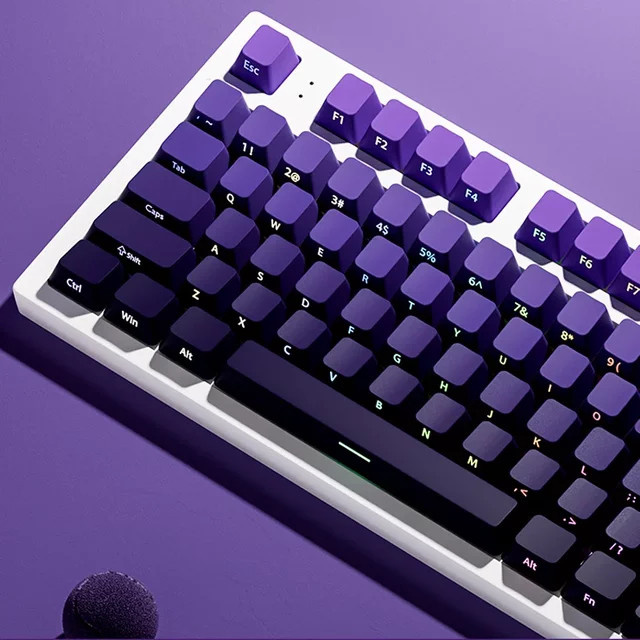 Double-Shot PBT Tastenkappen im Farbverlauf Lila mit OEM-Profil und Seitendruck für Cherry MX Switches, 135 Tasten für RGB-Gaming-Tastaturen - Bild 1