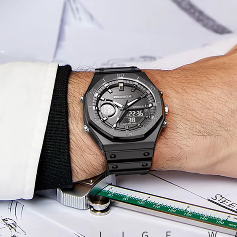 FOXBOX Armbanduhr, Chronograph, Analog-Digital, Schwarz, Herren - Bild 3