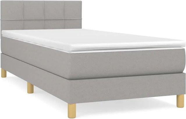 vidaXL Boxspringbett mit Matratze Hybrid-Design in Hellgrau, B/T/H: 90 x 200 x 88 cm - Bild 1