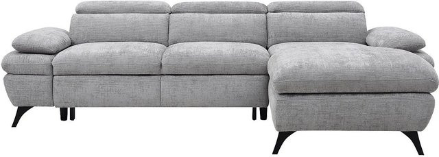 Vente-unique Schlafsofa Surdeli in Grau mit L-Form und Ausziehfunktion - Bild 1