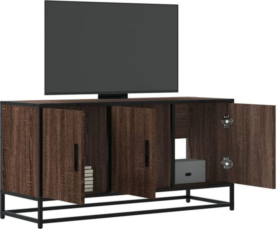Vidaxl TV-Schrank in Eichen-Optik Braun aus Holzwerkstoff und Metall im Industrial-Design B/T/H: 100 x 35 x 50 cm - Bild 1