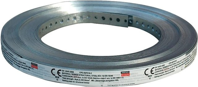 Simpson Lochband BAN aus feuerverzinktem Stahl, Breite: 20 mm, Dicke: 1 mm, Länge: 3 m, Farbe: Silber - Bild 1