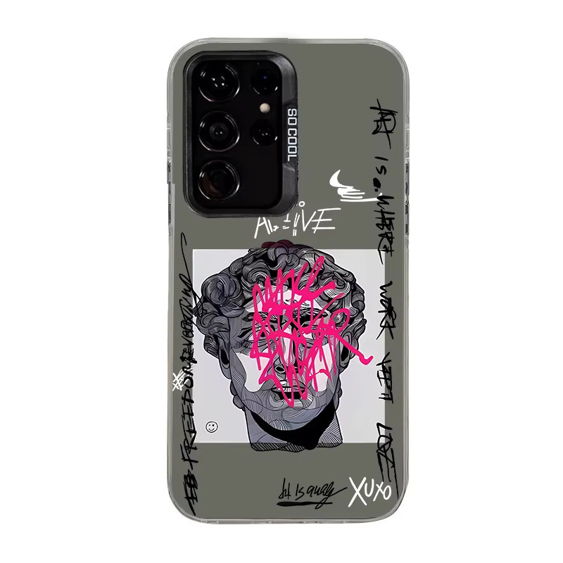 David Handyhülle für Samsung Galaxy A56 A55 A54 A36 A35 A34 A26 A25 A24 A16 A15 A14 Laser Design aus hartem PC und TPU in Grau - Bild 3