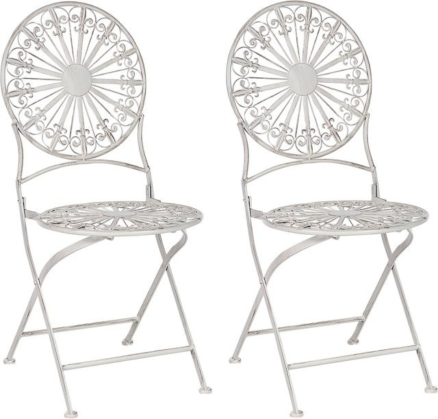 Beliani Gartenstuhl aus Metall in Weiss im Retro-Design, B/T/H: 47 x 45 x 94 cm - Bild 1