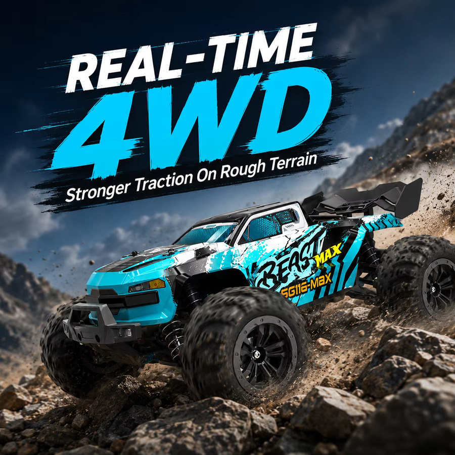 ZNLYRION Bürstenloser RC-Wagen Offroad-Truck, 1:16 Maßstab, Metallkonstruktion, LED-Licht - Bild 4