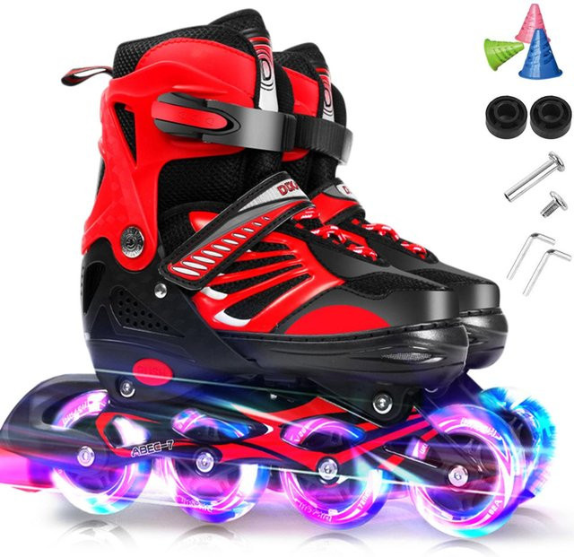 aimo Inline-Skates, verstellbar, leuchtende Räder, rot - Bild 1