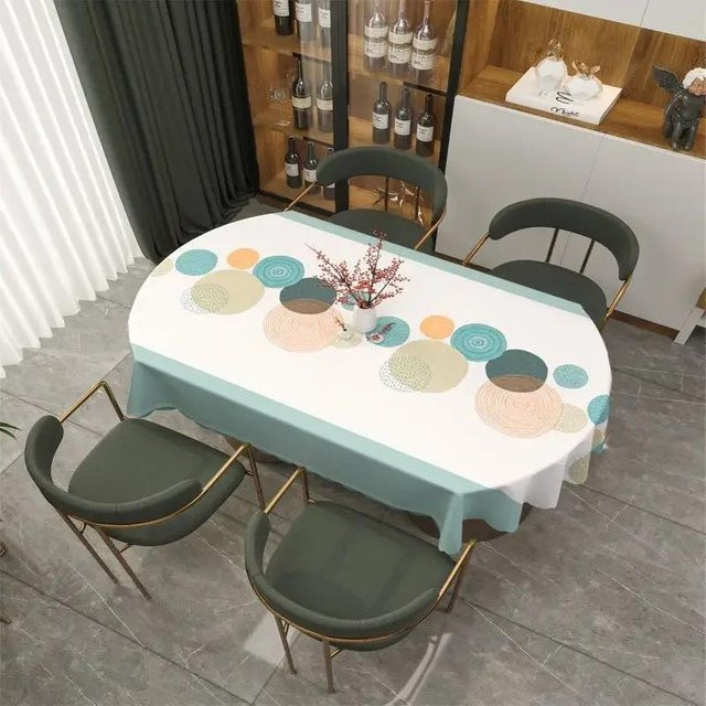 Ovale Esstischdecke aus PVC von Super Six, wasserdicht und ölbeständig, mehrfarbig, B: 138 cm, L: 200 cm - Bild 1