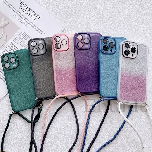 EHUIDE Glitzer-Handyhülle mit Umhängeband und Linsenschutz für Xiaomi Mi 17T 14T 13T 15T Pro POCO X8 X7 X6 Redmi 15 15A in Weiß und Transparent - Bild 1
