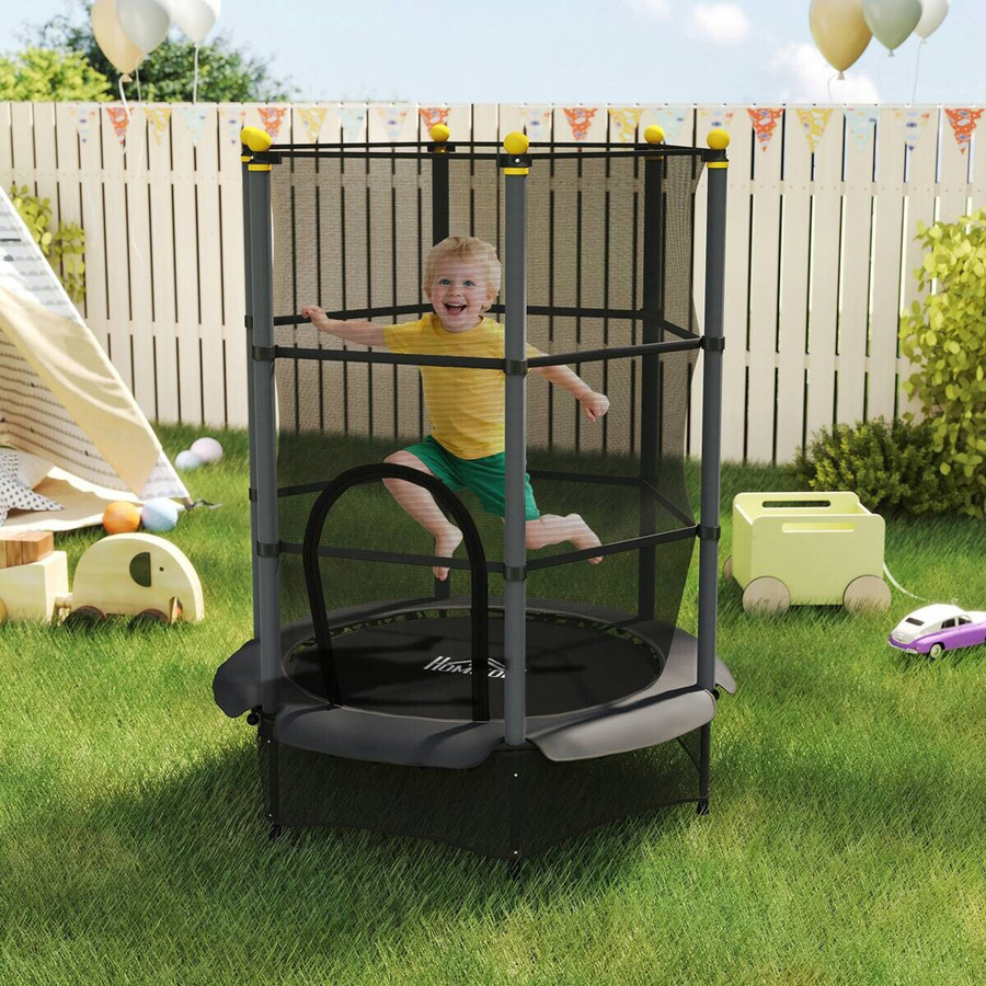 HOMCOM Kindertrampolin mit Sicherheitsnetz und Randabdeckung Schwarz 3-10 Jahre - Bild 4