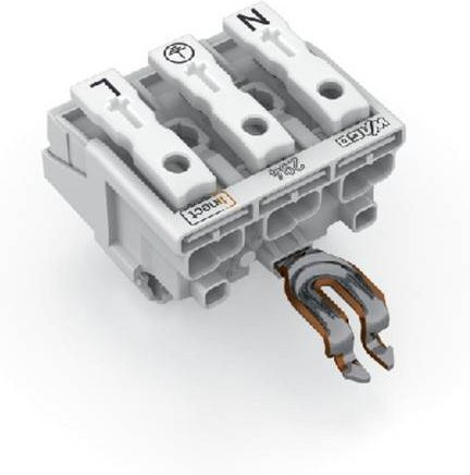WAGO Netzanschlussklemme starr für 0,5-2,5mm² Polzahl 3 Weiß 500 Stück - Bild 1
