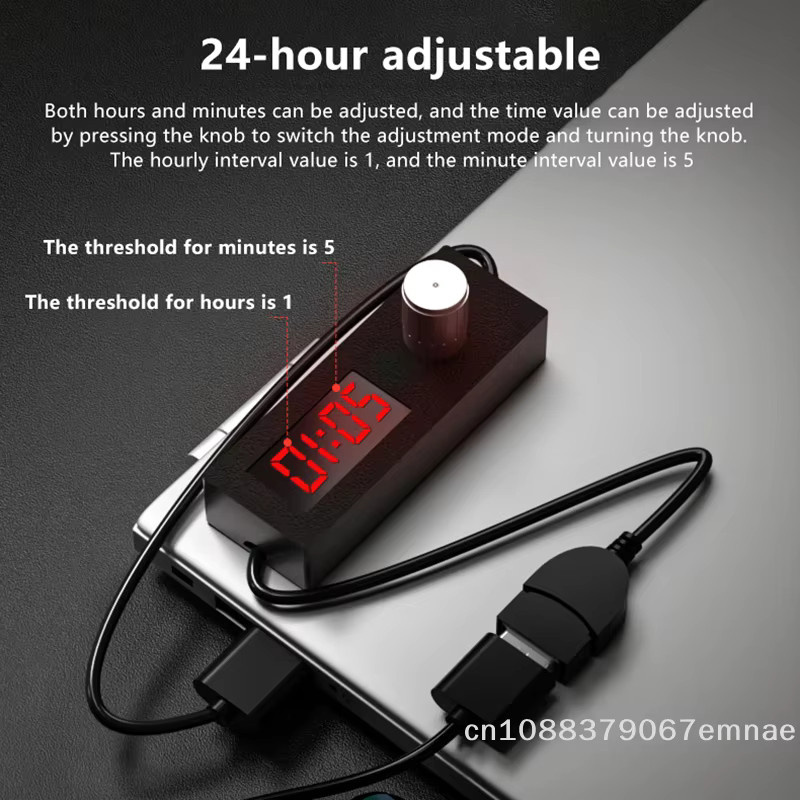 JETTING Tragbarer digitaler Countdown-Timer mit 24-Stunden-Automatikabschaltung und USB-Schalterkabel in Schwarz - Bild 5