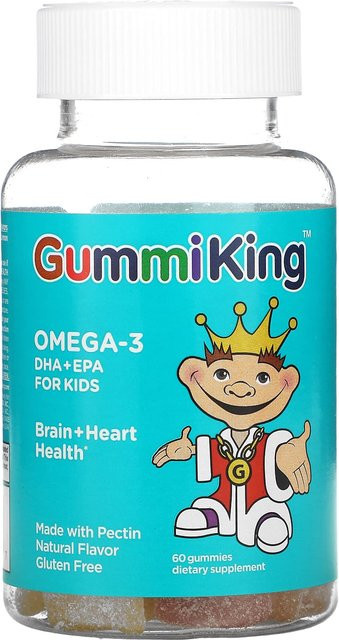 GummiKing Omega 3 DHA + EPA Erdbeere Orange Zitrone Fruchtgummi 60 Stück - Bild 1