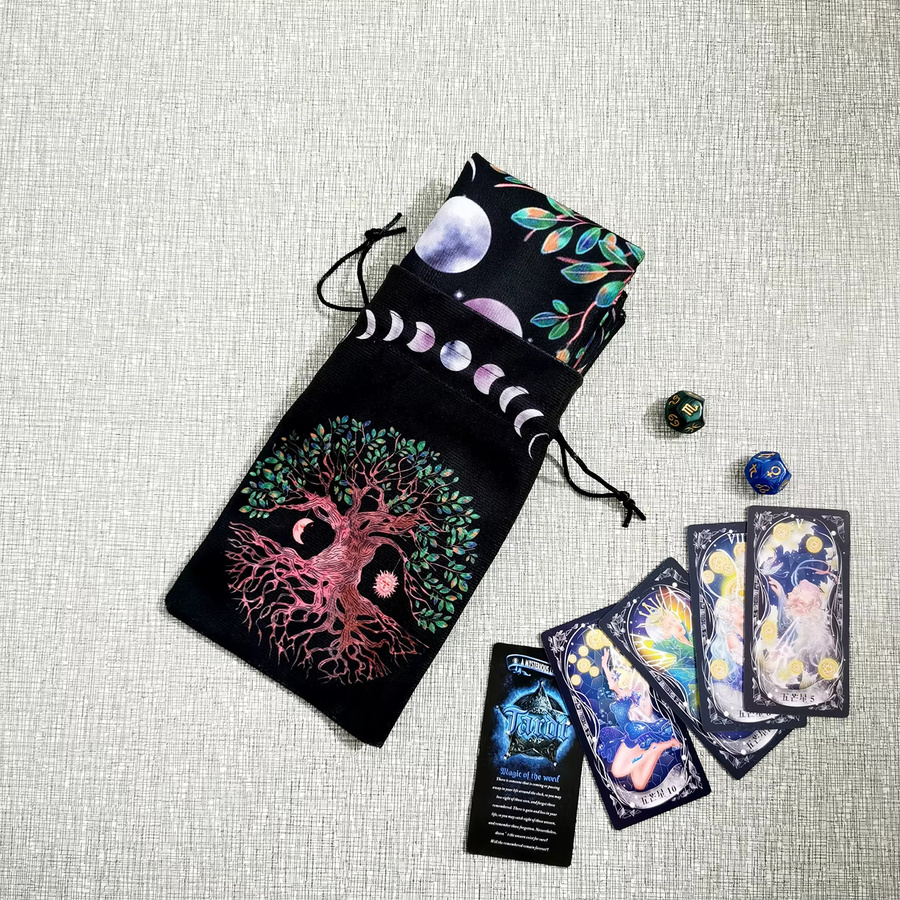 Tarot Karten Tischdecke aus Samt mit passender Tasche, quadratische Spielmatte für Brettspiele und Altar, Multicolour, B/B: 73,66 x 73,66 cm - Bild 4