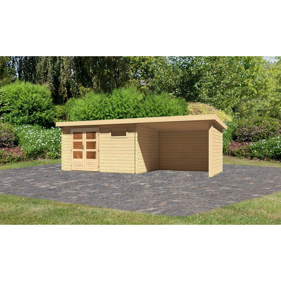 Karibu Holz-Gartenhaus Ängelholm in Natur mit Pultdach und modernem Design, B: 370 cm, T: 280 cm - Bild 2
