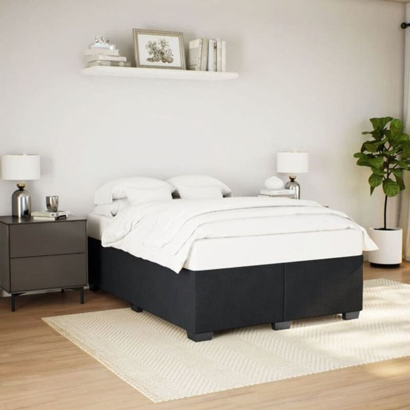 Vidaxl Polsterbett aus Samt und Kiefer in Schwarz, B/T/H: 160 x 200 cm - Bild 1