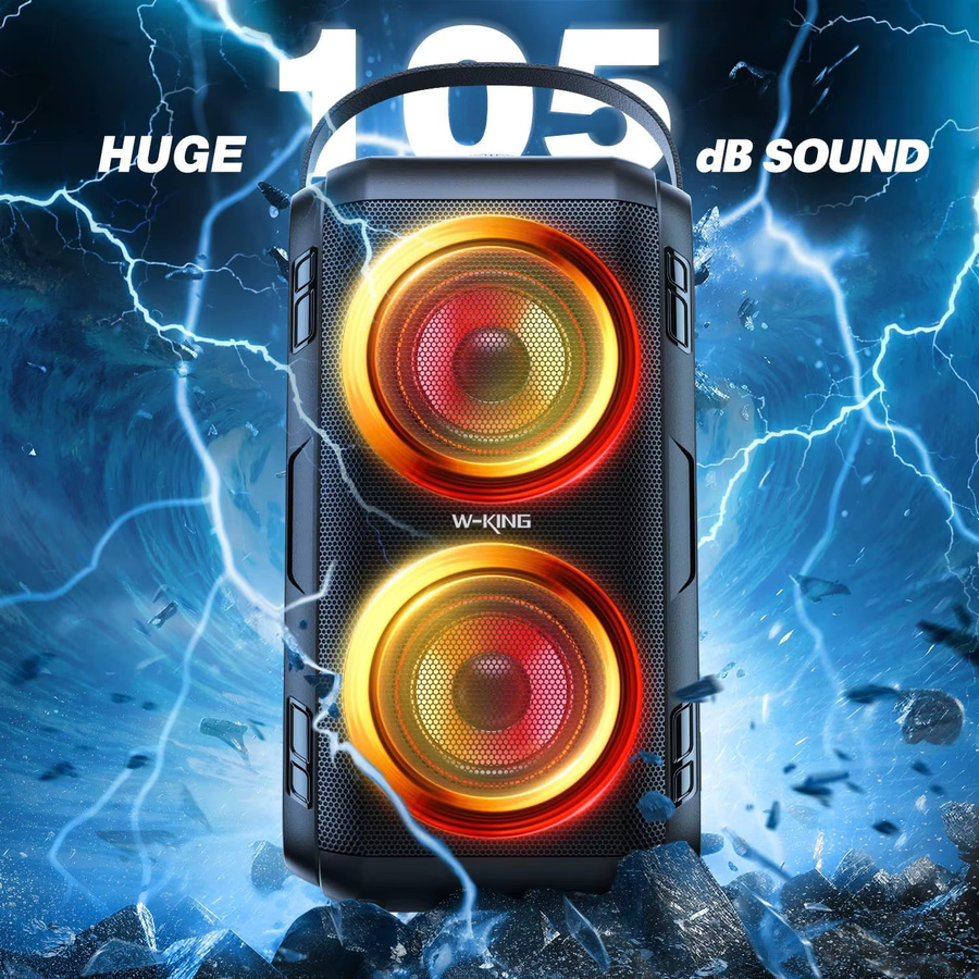 W-KING T9-2 Tragbarer Bluetooth Lautsprecher mit 80W RMS, Kabellose Party Boombox in Schwarz mit 4 Treibern - Bild 5
