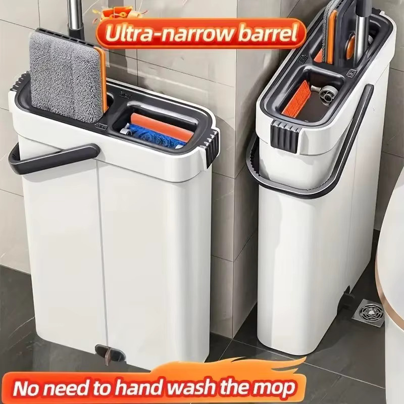 JOYBOS Spin Flat Mop & Bucket Set mit Wringer, Weiß, Breite: 40 cm - Bild 4