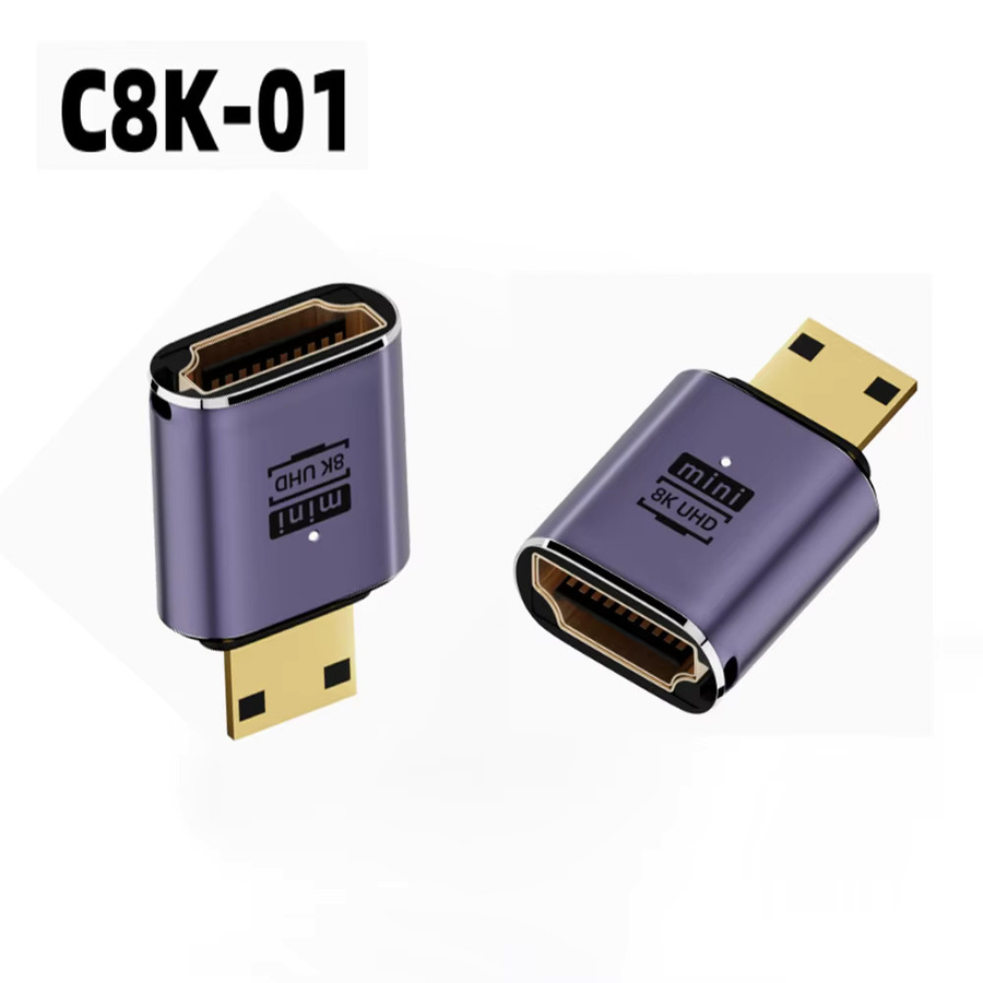 FRHY 2er-Set Mini-HDMI-Stecker auf HDMI 2.1 Buchse 360 Grad U-förmiger Adapter für 4K und 8K 60Hz Winkelkonverter für Gaming, TV und Projektor - Bild 1