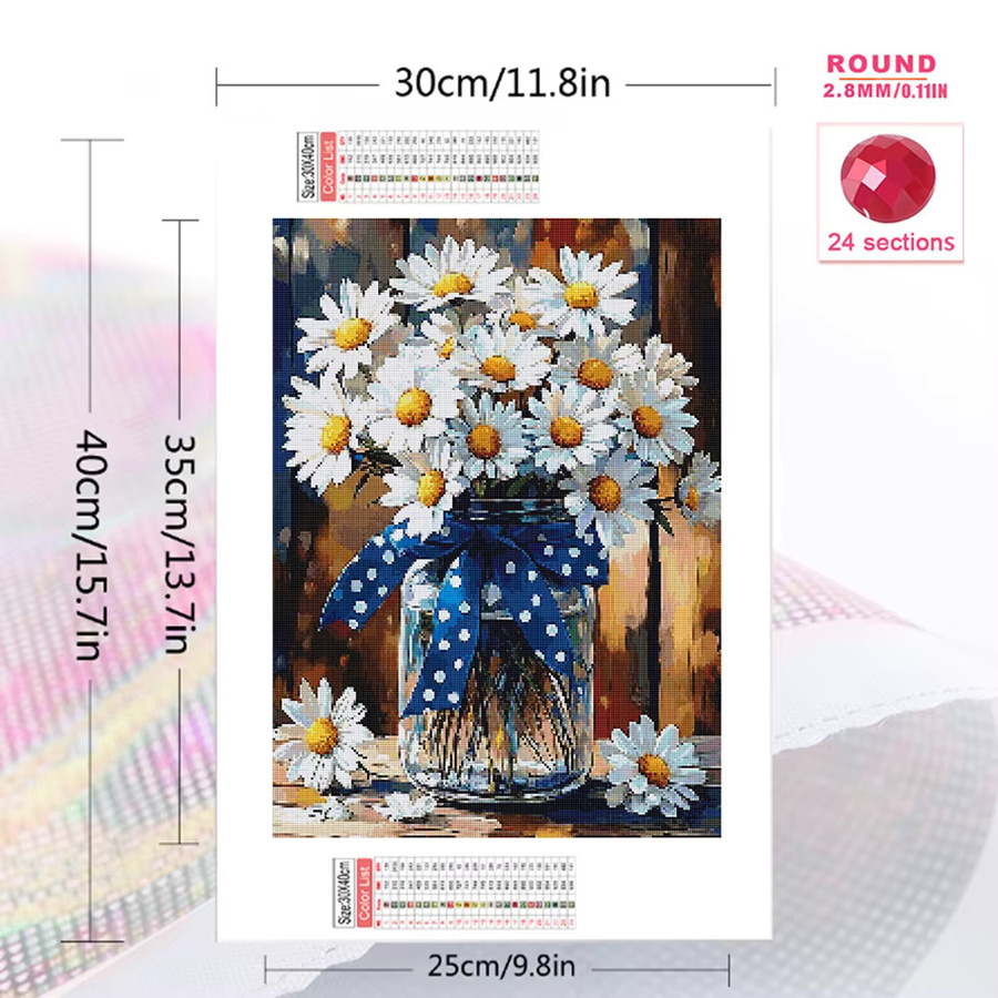 Momoart Blumen-Diamant-Mosaik Bastelset mit Gänseblümchen-Muster in Multicolour für Erwachsene und Anfänger, B/H: 30 x 30 cm - Bild 2