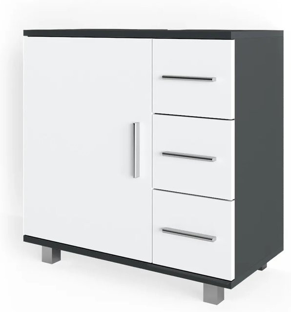 Vicco Waschtischunterschrank Ilias Badschrank in Weiß und Anthrazit, Breite: 60 cm, Tiefe: 60,8 cm, Höhe: 33 cm - Bild 2