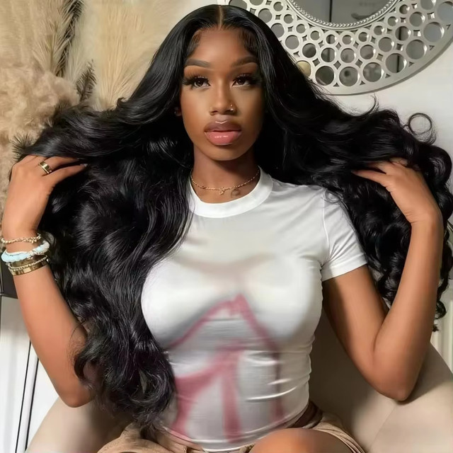 Homgoss Body Wave Echthaar HD Lace Frontal Perücke, 40 Zoll, Lockig, Damen - Bild 1