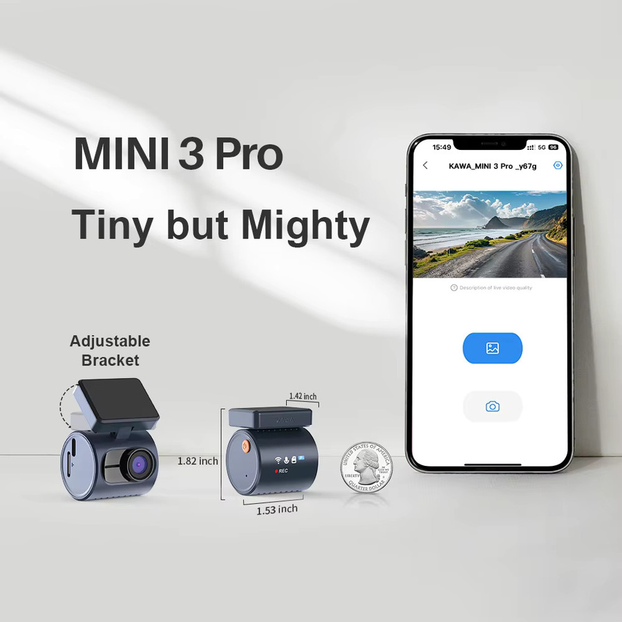 KAWA MINI 3 Pro Dashcam mit 2K Auflösung, WiFi und Sprachsteuerung für 24-Stunden-Parküberwachung - Bild 6