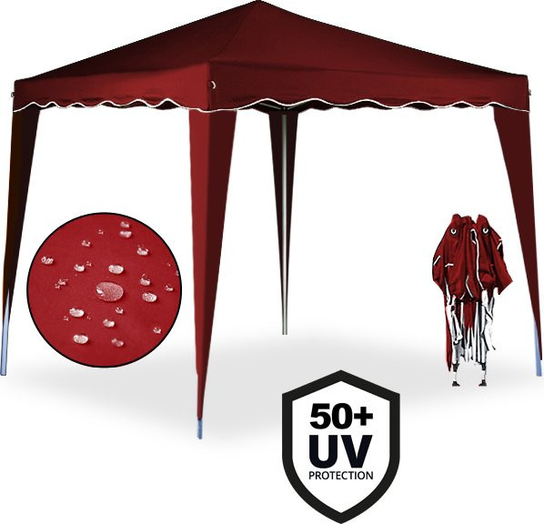 Casaria Deuba Faltpavillon Capri in Weinrot mit Metallgestell und PVC-Bespannung, B/T: 300 x 300 cm - Bild 1