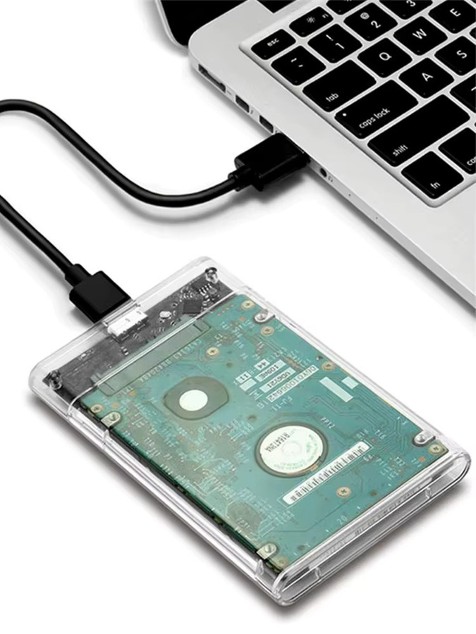 Congdi Externes Festplattengehäuse für 2,5 Zoll HDD und SSD mit USB 3.0 und USB-C zu SATA III, Transparent - Bild 4