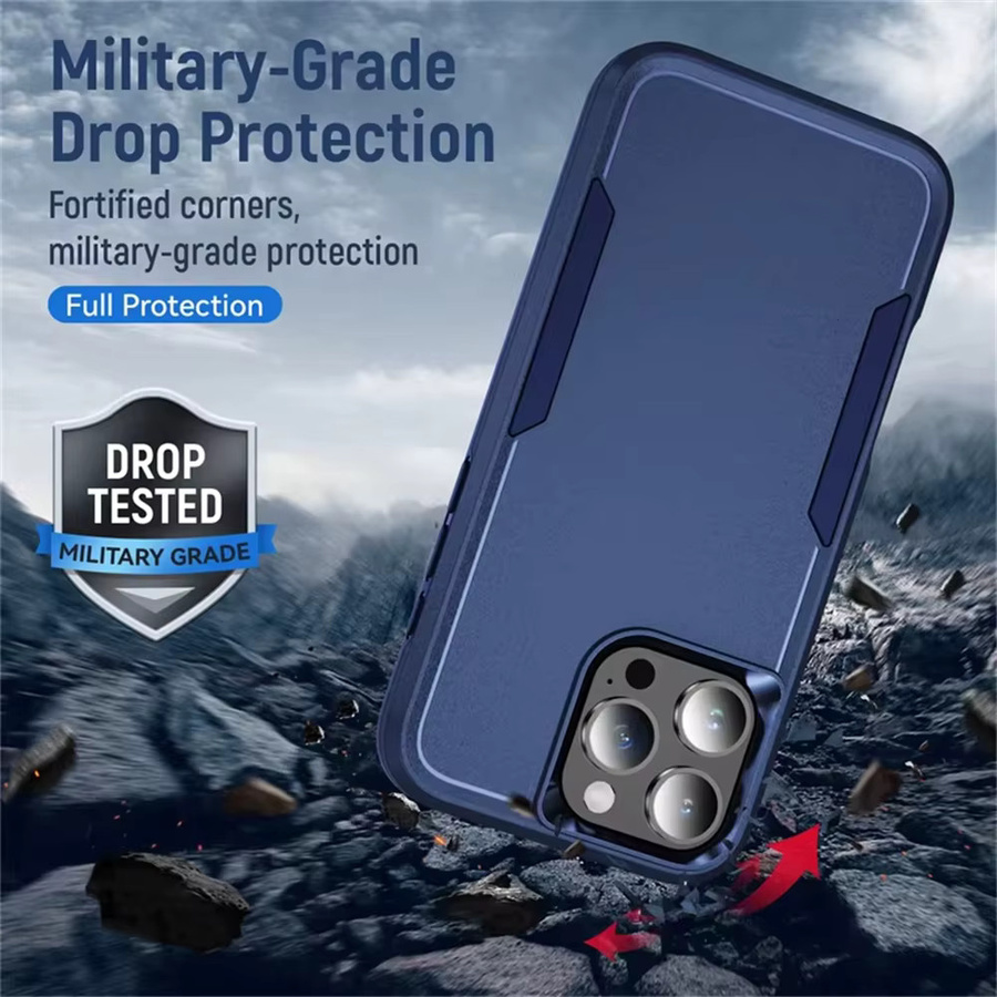 Stoßfeste und kratzfeste Handyhülle für Apple iPhone 17E 16E Air 17 16 15 14 13 12 11 Pro Max und 16 Plus in Schwarz - Bild 4