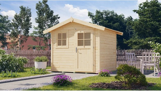 WEKA Gartenhaus 123 Gr.1 mit Satteldach aus Fichtenholz in Beige, B/H/T: 306 x 237 x 205 cm - Bild 1