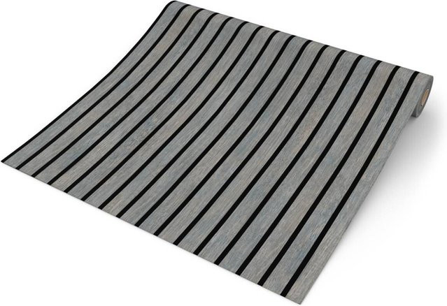 UGEPA Papiertapete Akustikpaneel grau schwarz gestreift B/L: 53 x 1005 cm - Bild 1