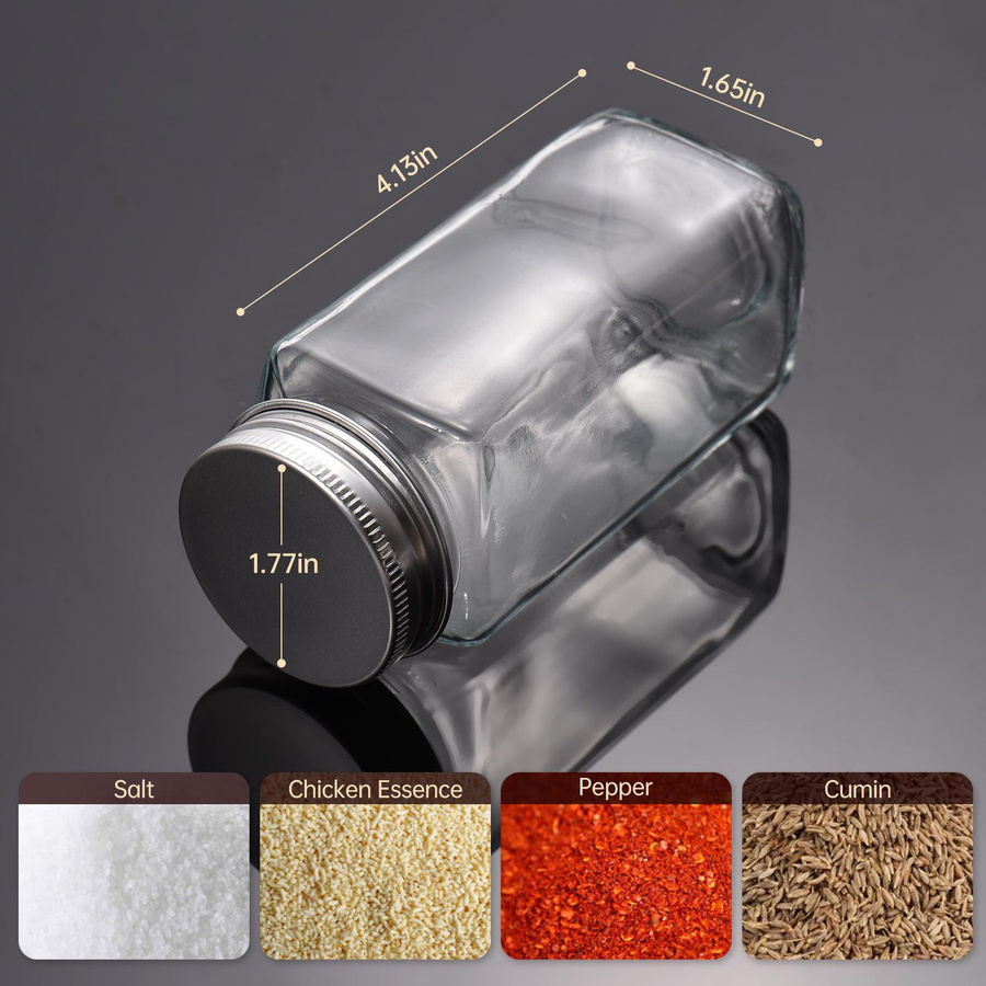 Aoresac Glas Gewürzdosen Set mit Etiketten und Streueinsätzen, 12 Stück, transparent, 120 ml pro Dose - Bild 6