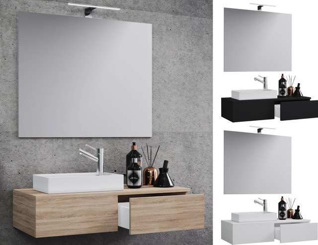 VCM Gudas SP 3-teiliges Badmöbel Set für das Gäste WC mit Unterschrank, Waschbecken aus Keramik und Spiegel - Bild 1