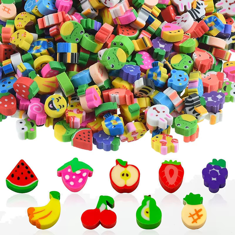 TMZ Mini-Radiergummis mit niedlichen Cartoon-Mustern in Multicolour, 1 cm, Großpackung für Schule und Büro - Bild 2